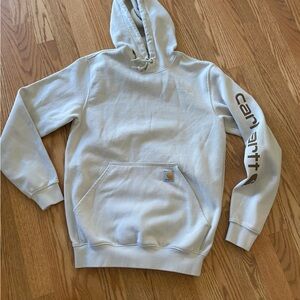 Carhartt Light Gray Hoodie with Logo Sleeve